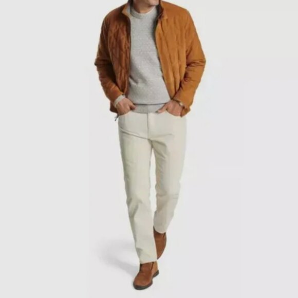 Peter Millar Men's Crown Suede Quilted Coat Jacket Whiskey Brown MF24Z08 $1295 - Picture 12 of 14